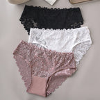 3 unids/set de bragas de encaje con bordado Floral de lujo, bragas para mujer, lencería hueca Sexy, ropa interior femenina, calzoncillos transpirables para mujer - VibraStore