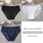 3 unids/set de bragas de encaje con bordado Floral de lujo, bragas para mujer, lencería hueca Sexy, ropa interior femenina, calzoncillos transpirables para mujer - VibraStore
