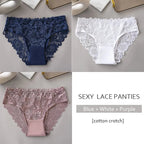 3 unids/set de bragas de encaje con bordado Floral de lujo, bragas para mujer, lencería hueca Sexy, ropa interior femenina, calzoncillos transpirables para mujer - VibraStore