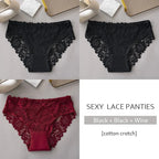 3 unids/set de bragas de encaje con bordado Floral de lujo, bragas para mujer, lencería hueca Sexy, ropa interior femenina, calzoncillos transpirables para mujer - VibraStore