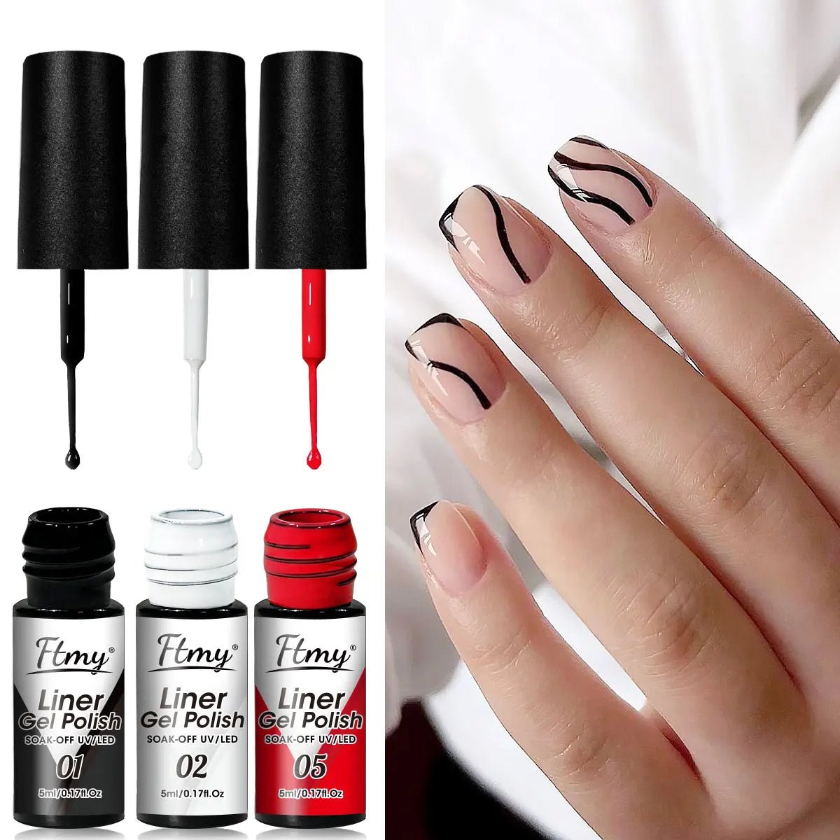 3 unids/set pintura metálica delineador Gel plateado champán dorado rosa dorado esmalte de uñas semipermanente UV Gel barniz para decoración de uñas - VibraStore