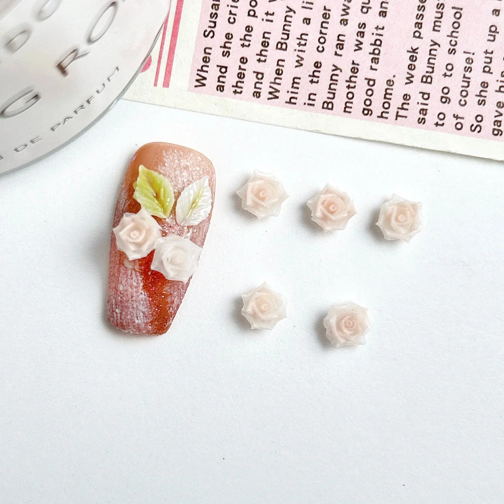 30 Uds. De abalorios para uñas de rosas suaves de resina Maillard, atmósfera 3D de otoño e invierno, accesorios luminosos para decoración de uñas de rosas para manicura DIY - VibraStore