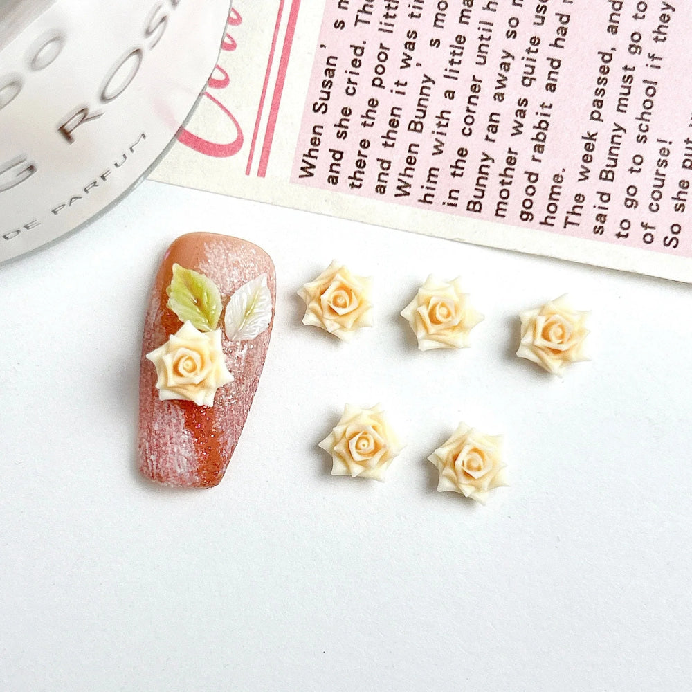 30 Uds. De abalorios para uñas de rosas suaves de resina Maillard, atmósfera 3D de otoño e invierno, accesorios luminosos para decoración de uñas de rosas para manicura DIY - VibraStore