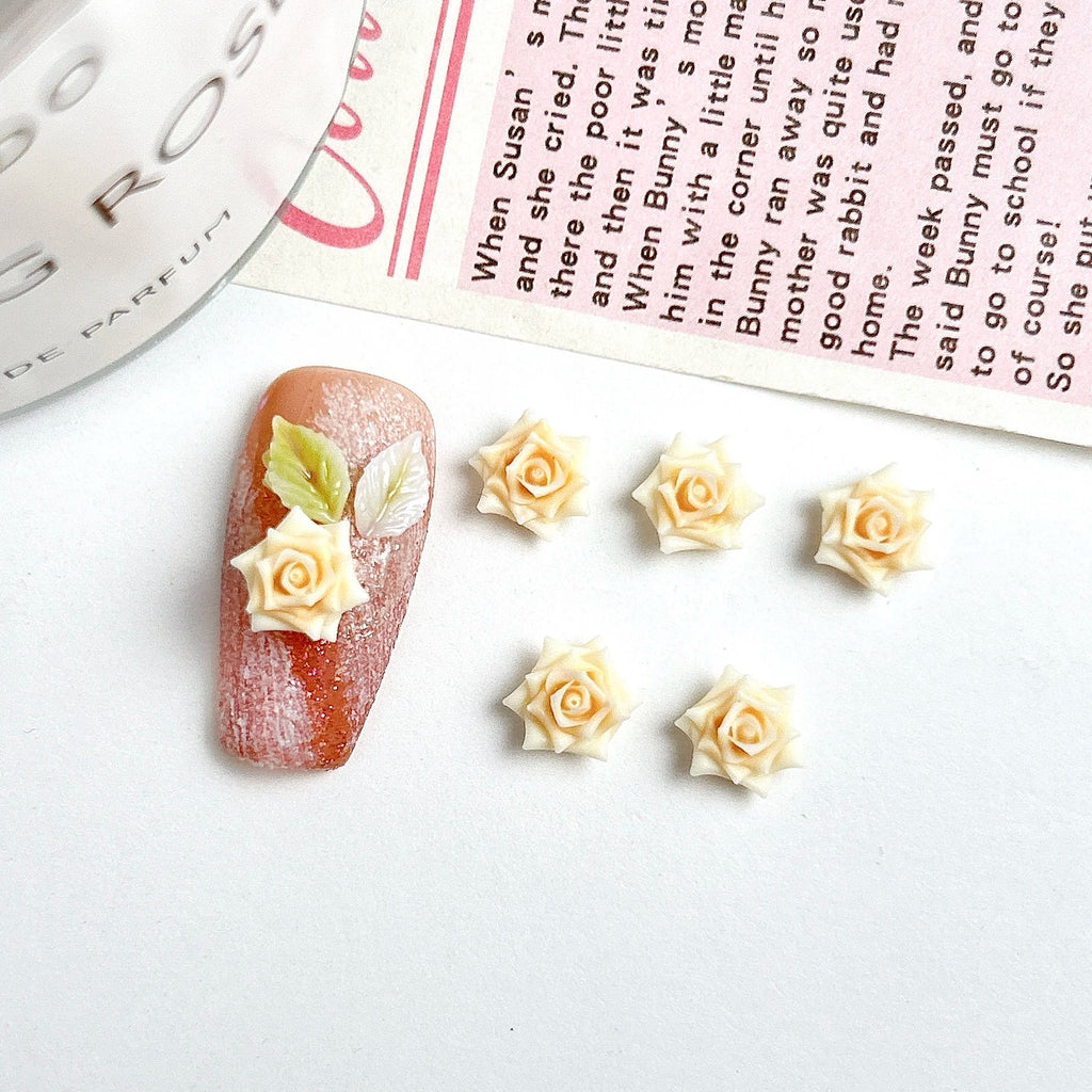 30 Uds. De abalorios para uñas de rosas suaves de resina Maillard, atmósfera 3D de otoño e invierno, accesorios luminosos para decoración de uñas de rosas para manicura DIY - VibraStore
