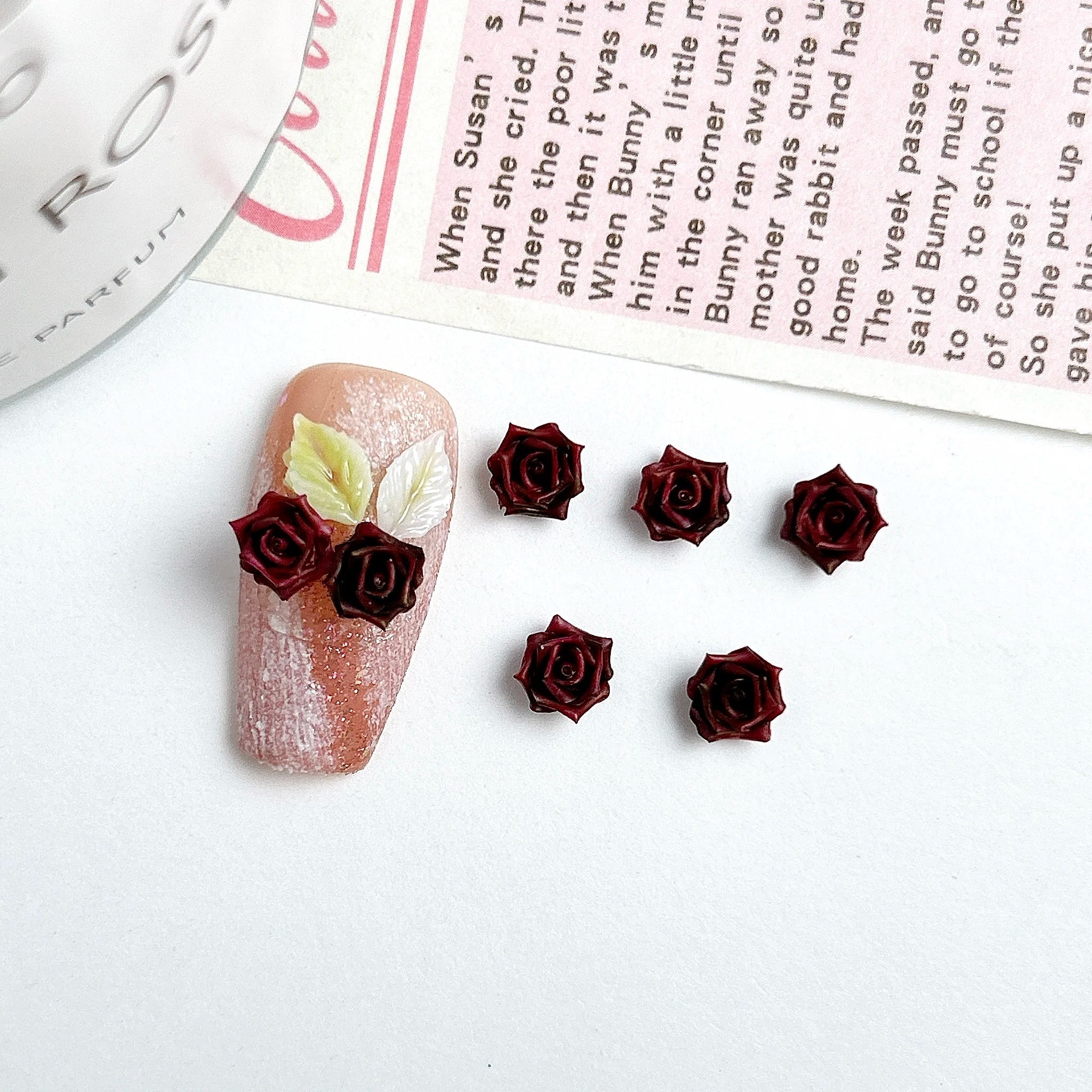 30 Uds. De abalorios para uñas de rosas suaves de resina Maillard, atmósfera 3D de otoño e invierno, accesorios luminosos para decoración de uñas de rosas para manicura DIY - VibraStore