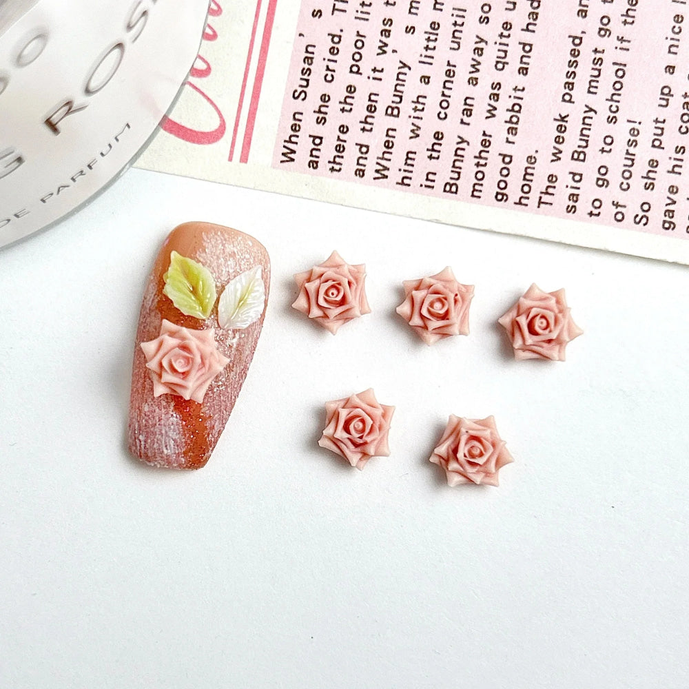 30 Uds. De abalorios para uñas de rosas suaves de resina Maillard, atmósfera 3D de otoño e invierno, accesorios luminosos para decoración de uñas de rosas para manicura DIY - VibraStore