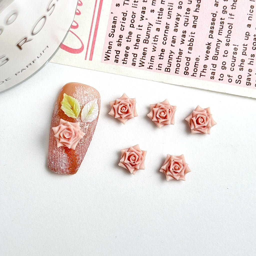 30 Uds. De abalorios para uñas de rosas suaves de resina Maillard, atmósfera 3D de otoño e invierno, accesorios luminosos para decoración de uñas de rosas para manicura DIY - VibraStore