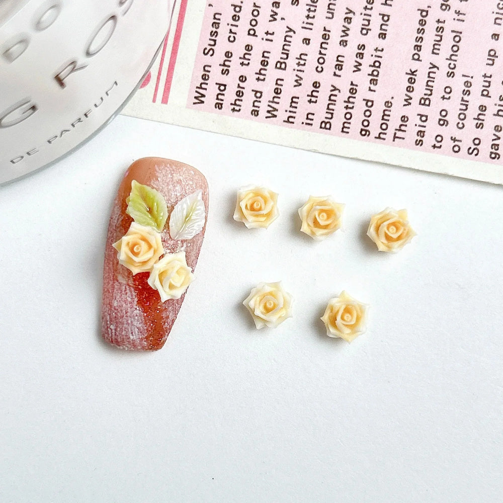 30 Uds. De abalorios para uñas de rosas suaves de resina Maillard, atmósfera 3D de otoño e invierno, accesorios luminosos para decoración de uñas de rosas para manicura DIY - VibraStore