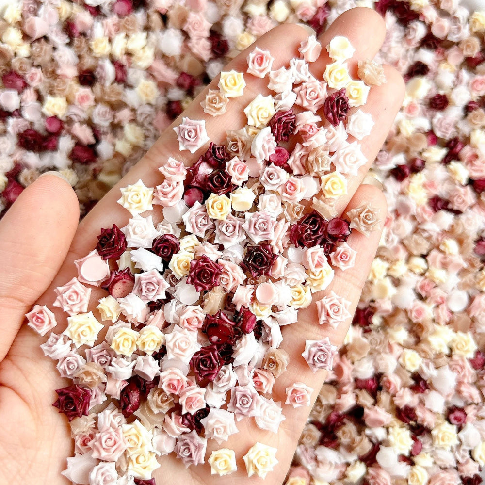 30 Uds. De abalorios para uñas de rosas suaves de resina Maillard, atmósfera 3D de otoño e invierno, accesorios luminosos para decoración de uñas de rosas para manicura DIY - VibraStore