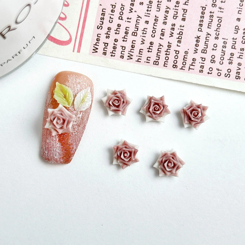 30 Uds. De abalorios para uñas de rosas suaves de resina Maillard, atmósfera 3D de otoño e invierno, accesorios luminosos para decoración de uñas de rosas para manicura DIY - VibraStore