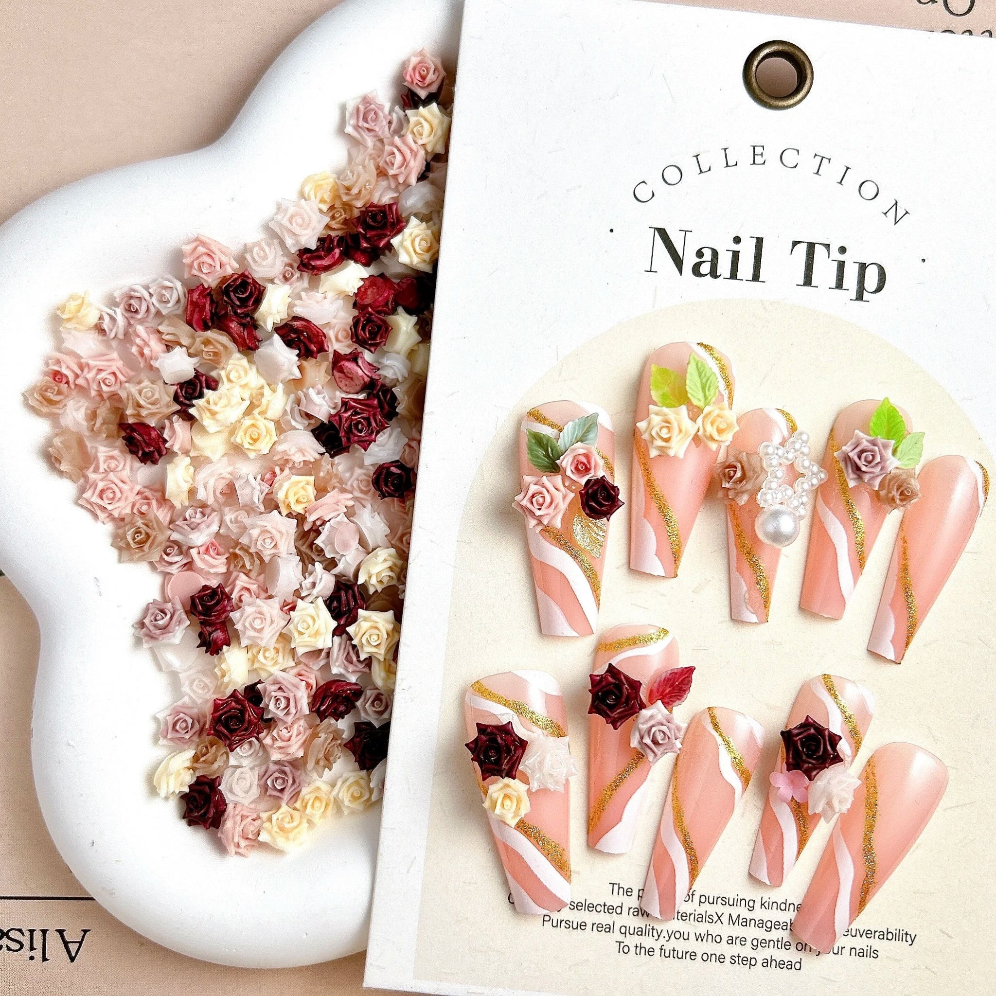 30 Uds. De abalorios para uñas de rosas suaves de resina Maillard, atmósfera 3D de otoño e invierno, accesorios luminosos para decoración de uñas de rosas para manicura DIY - VibraStore