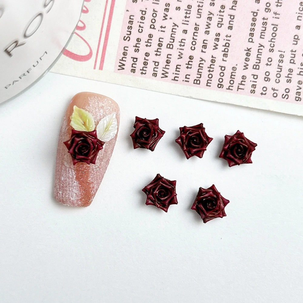 30 Uds. De abalorios para uñas de rosas suaves de resina Maillard, atmósfera 3D de otoño e invierno, accesorios luminosos para decoración de uñas de rosas para manicura DIY - VibraStore