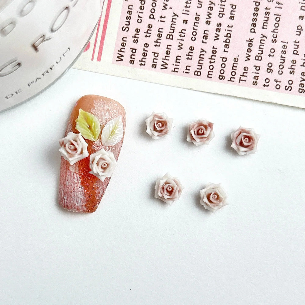 30 Uds. De abalorios para uñas de rosas suaves de resina Maillard, atmósfera 3D de otoño e invierno, accesorios luminosos para decoración de uñas de rosas para manicura DIY - VibraStore