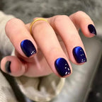 30 Uds. De uñas postizas de ojo de gato azul, uñas postizas cuadradas cortas de cobertura completa, uñas postizas reutilizables de Ballet Artificial para mujeres - VibraStore