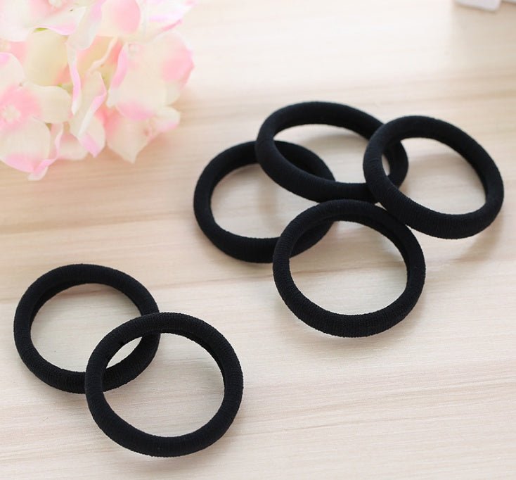 30pcs Hairdressing Tools Black Rubber Hair Band Links Rings Ropes Spring Eraser Holders Ponytail Hair Accessories Elastic Hair Band - VibraStore