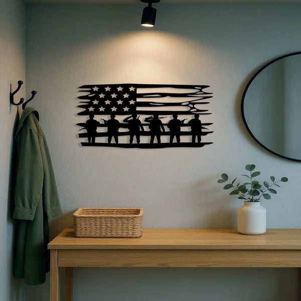 Vintage American Flag Wall Art Metal Stars Stripes Indoor Outdoor Patriotic Wall Hanging