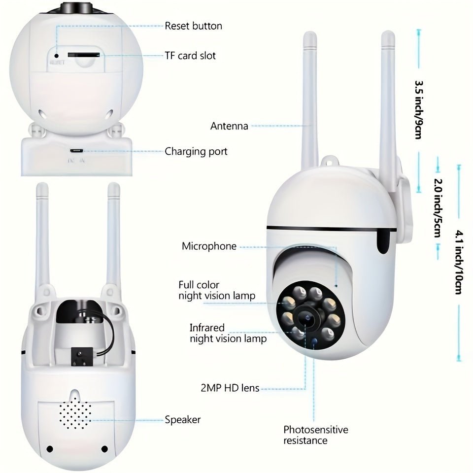 360 Wireless Camera Outdoor WiFi Night Vision Cam HD 1080P Home Security System - VibraStore