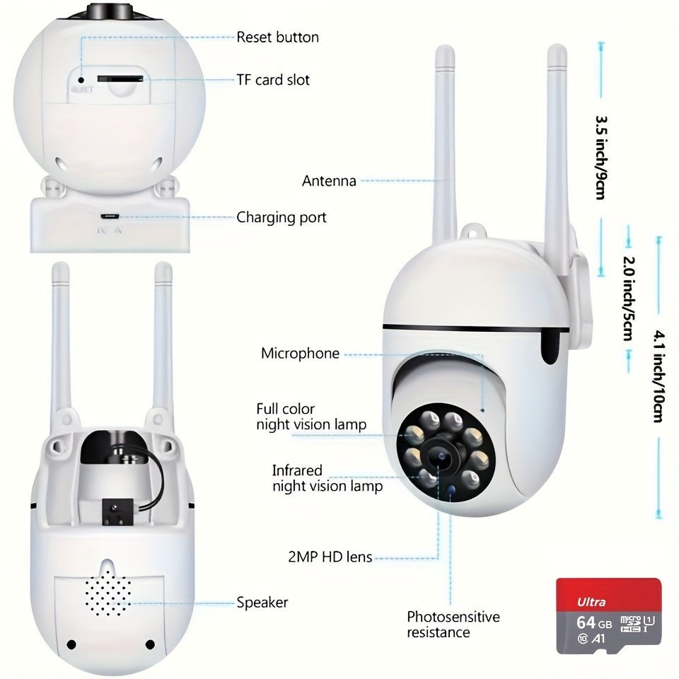 360 Wireless Camera Outdoor WiFi Night Vision Cam HD 1080P Home Security System - VibraStore
