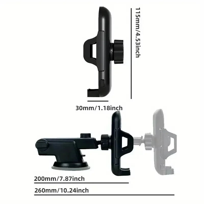 360° Windshield Car Phone Holder Car Dashboard Mobile Cell Support Bracket Universal Sucker for iPhone 16 15 14 Samsung Xiaomi - VibraStore