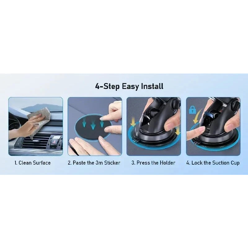 360° Windshield Car Phone Holder Car Dashboard Mobile Cell Support Bracket Universal Sucker for iPhone 16 15 14 Samsung Xiaomi - VibraStore
