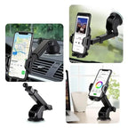 360° Windshield Car Phone Holder Car Dashboard Mobile Cell Support Bracket Universal Sucker for iPhone 16 15 14 Samsung Xiaomi - VibraStore