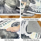 One Hundred Dollar Design Area Rug, Currency Inspired Non-Slip Carpet For Living Room & Entryway