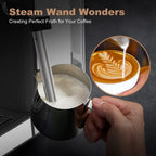 Chef Espresso Machine, Cappuccino & Latte Machine With ESE POD Filter & Milk Frother Steam Wand, Accurate Temperature & Time Control, Compact Coffee Machine For Home,Stainless Steel