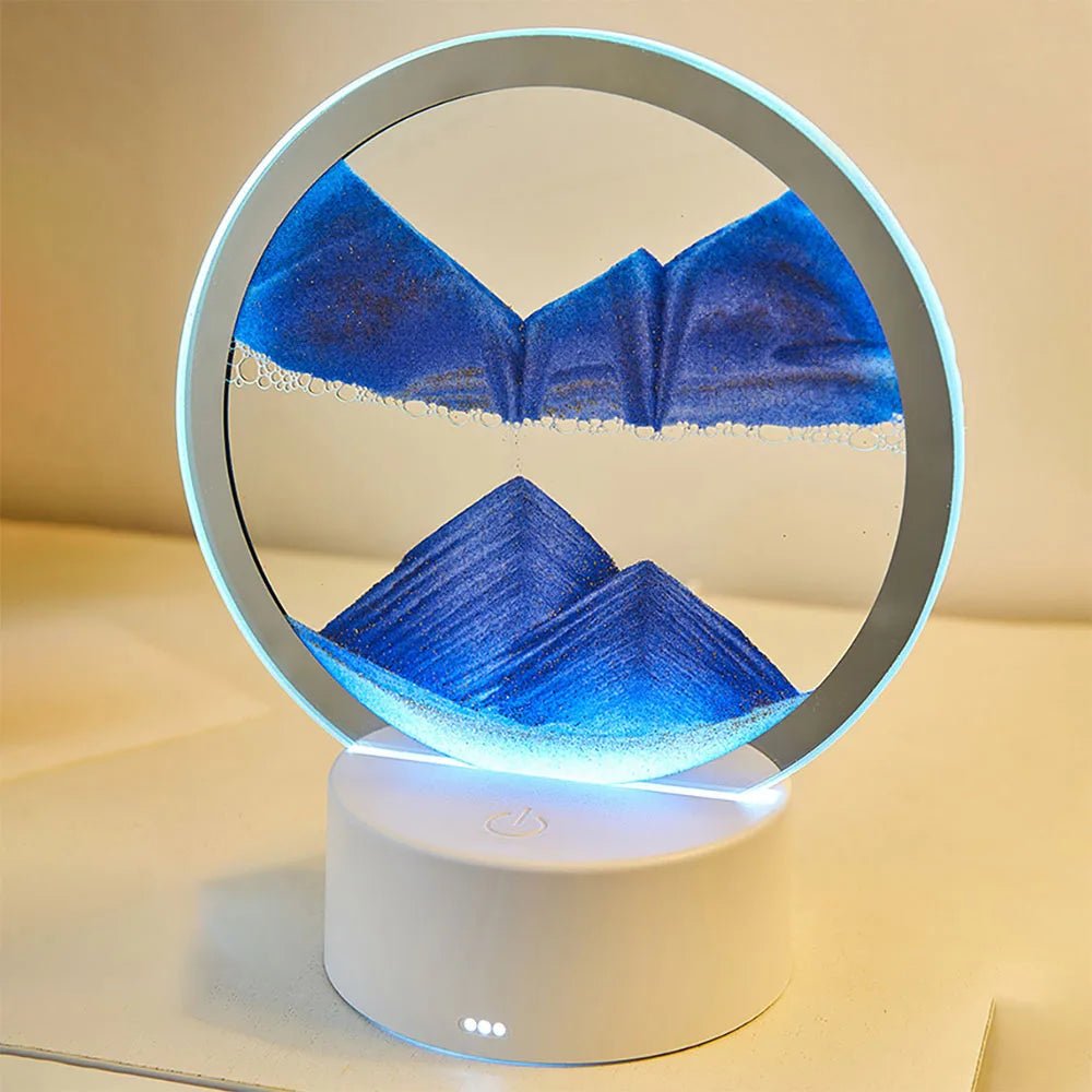 3D Quicksand Lamp Atmosphere Light Ornament Creative Gift Hourglass Night Lamp Table Lamp Office Company Bedroom Decoration - VibraStore