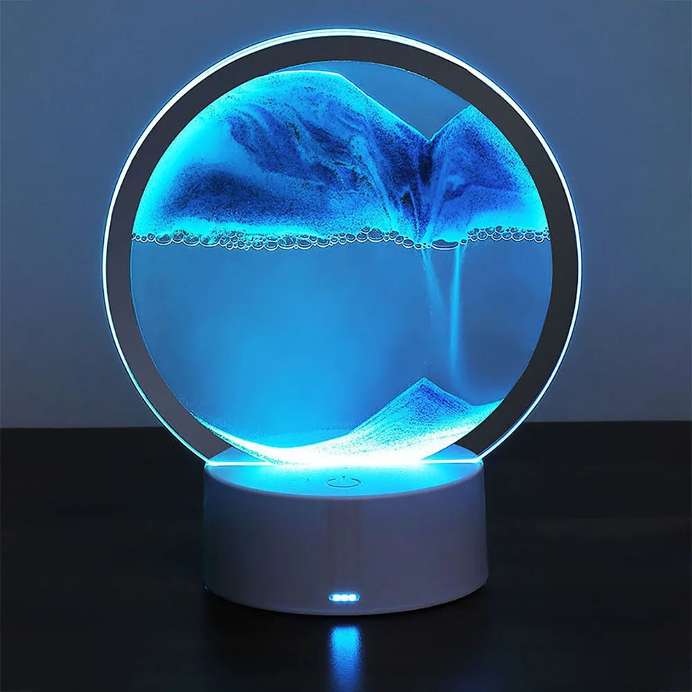 3D Quicksand Lamp Atmosphere Light Ornament Creative Gift Hourglass Night Lamp Table Lamp Office Company Bedroom Decoration - VibraStore