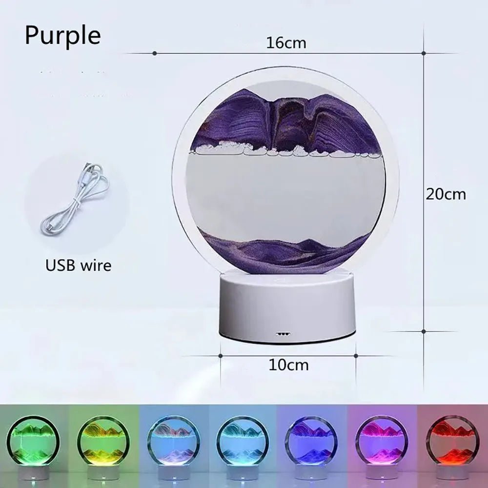 3D Quicksand Lamp Atmosphere Light Ornament Creative Gift Hourglass Night Lamp Table Lamp Office Company Bedroom Decoration - VibraStore