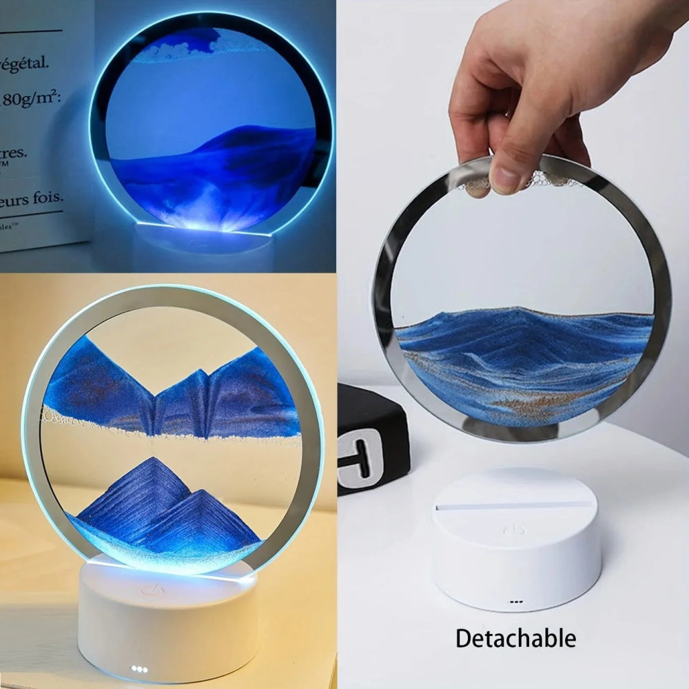 3D Quicksand Lamp Atmosphere Light Ornament Creative Gift Hourglass Night Lamp Table Lamp Office Company Bedroom Decoration - VibraStore