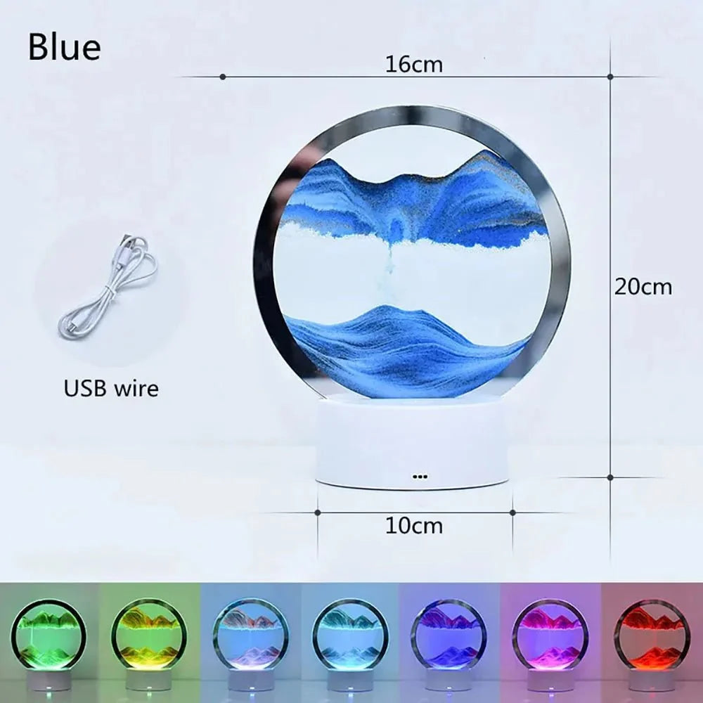 3D Quicksand Lamp Atmosphere Light Ornament Creative Gift Hourglass Night Lamp Table Lamp Office Company Bedroom Decoration - VibraStore