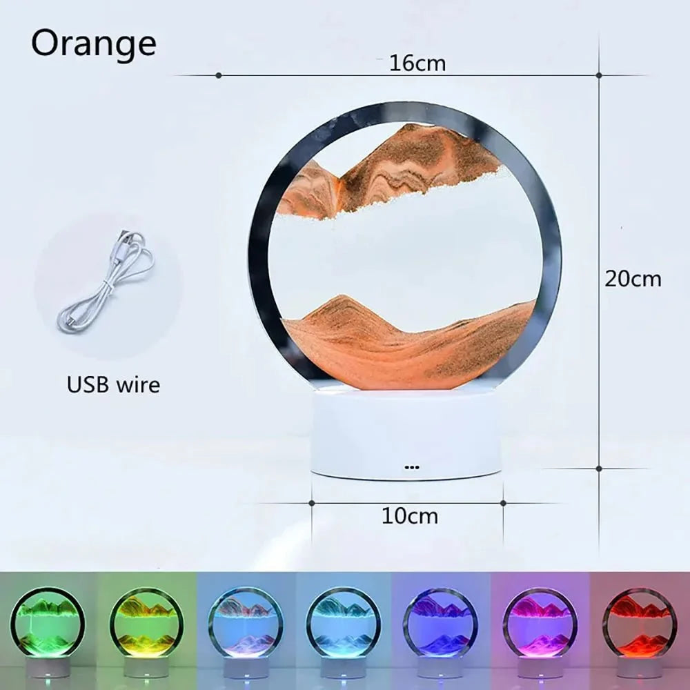 3D Quicksand Lamp Atmosphere Light Ornament Creative Gift Hourglass Night Lamp Table Lamp Office Company Bedroom Decoration - VibraStore