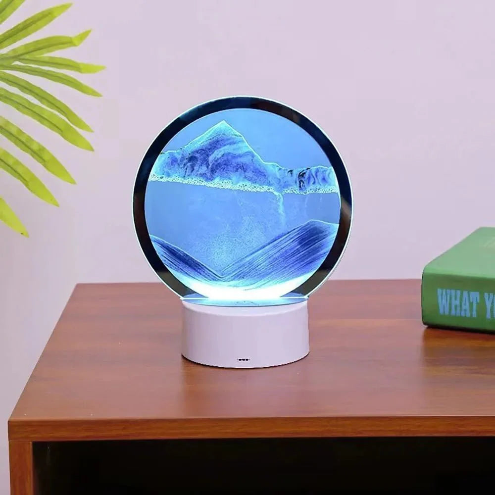 3D Quicksand Lamp Atmosphere Light Ornament Creative Gift Hourglass Night Lamp Table Lamp Office Company Bedroom Decoration - VibraStore