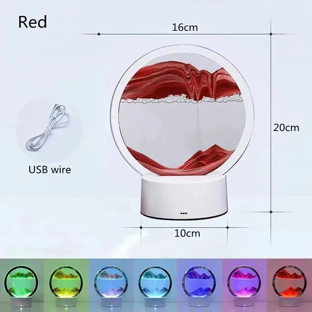 3D Quicksand Lamp Atmosphere Light Ornament Creative Gift Hourglass Night Lamp Table Lamp Office Company Bedroom Decoration - VibraStore