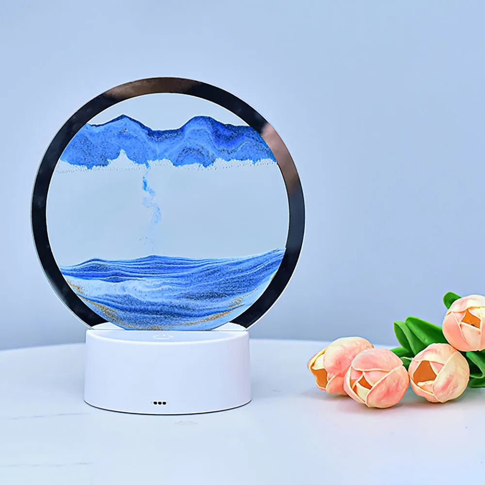 3D Quicksand Lamp Atmosphere Light Ornament Creative Gift Hourglass Night Lamp Table Lamp Office Company Bedroom Decoration - VibraStore