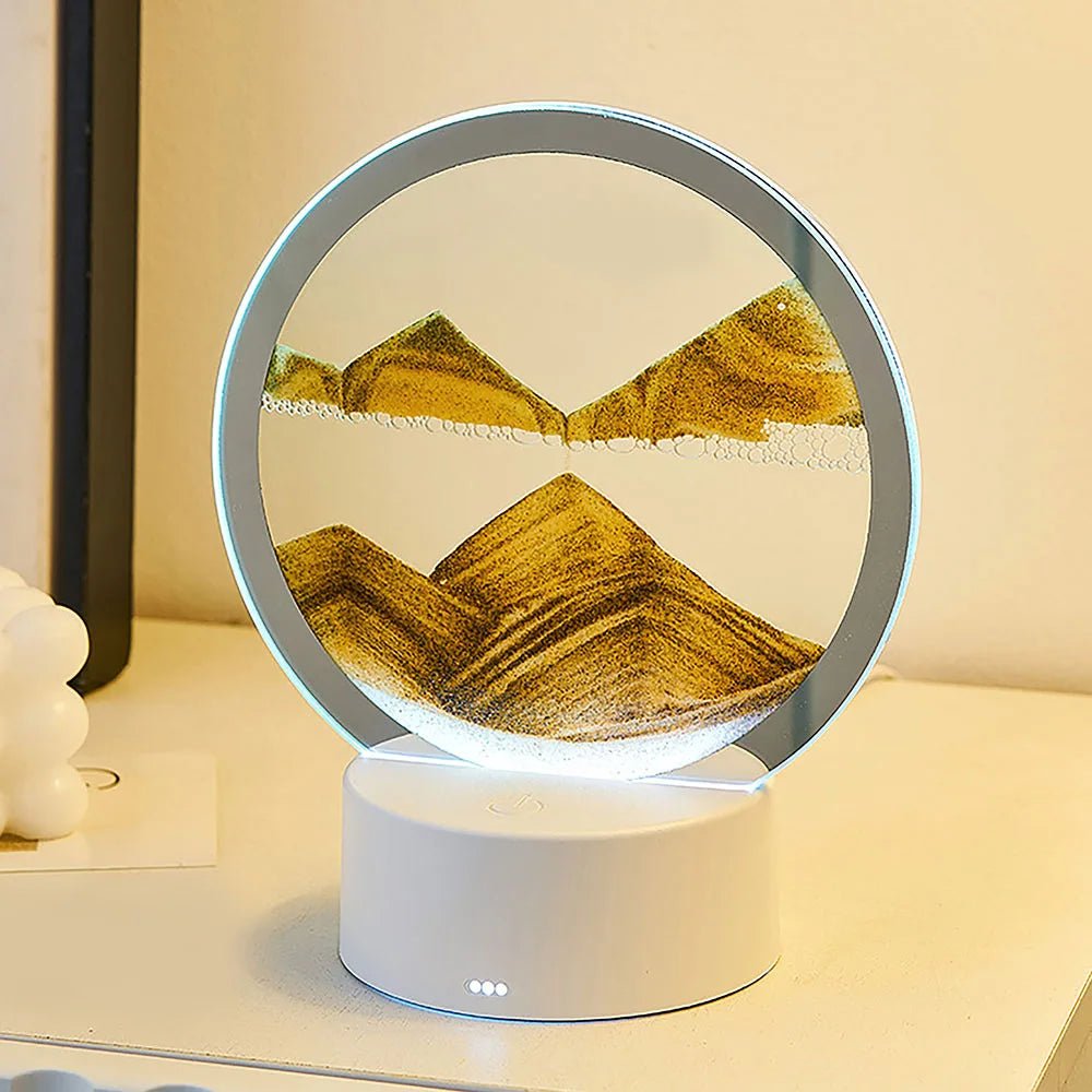 3D Quicksand Lamp Atmosphere Light Ornament Creative Gift Hourglass Night Lamp Table Lamp Office Company Bedroom Decoration - VibraStore