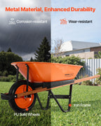 Wheelbarrow Cart, 5 Cu. Ft. Load & 265 Lbs Capacity, One Wheel Garden Dump Cart, Garden Wagon With Metal Handle & 16" Wide Track Wheels, Easy Loading Utility Yard Cart & Wagons For Lawn Farm