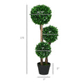 3ft Artificial Tree, Triple Ball Boxwood Topiary With Pot And Sandalwood Leaves, For Indoor Outdoor Home - VibraStore