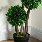 3ft Artificial Tree, Triple Ball Boxwood Topiary With Pot And Sandalwood Leaves, For Indoor Outdoor Home - VibraStore
