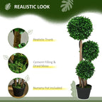 3ft Artificial Tree, Triple Ball Boxwood Topiary With Pot And Sandalwood Leaves, For Indoor Outdoor Home - VibraStore