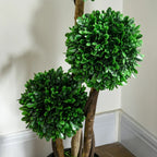 3ft Artificial Tree, Triple Ball Boxwood Topiary With Pot And Sandalwood Leaves, For Indoor Outdoor Home - VibraStore