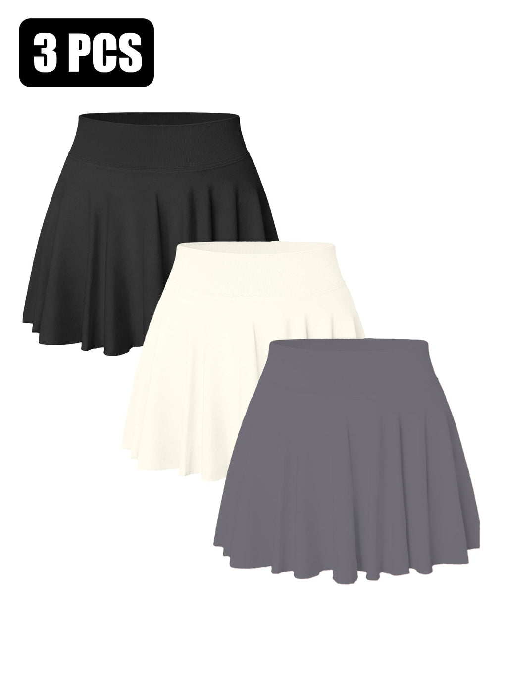 3PACK Seamless Tennis Shorts Skirt For Women - VibraStore