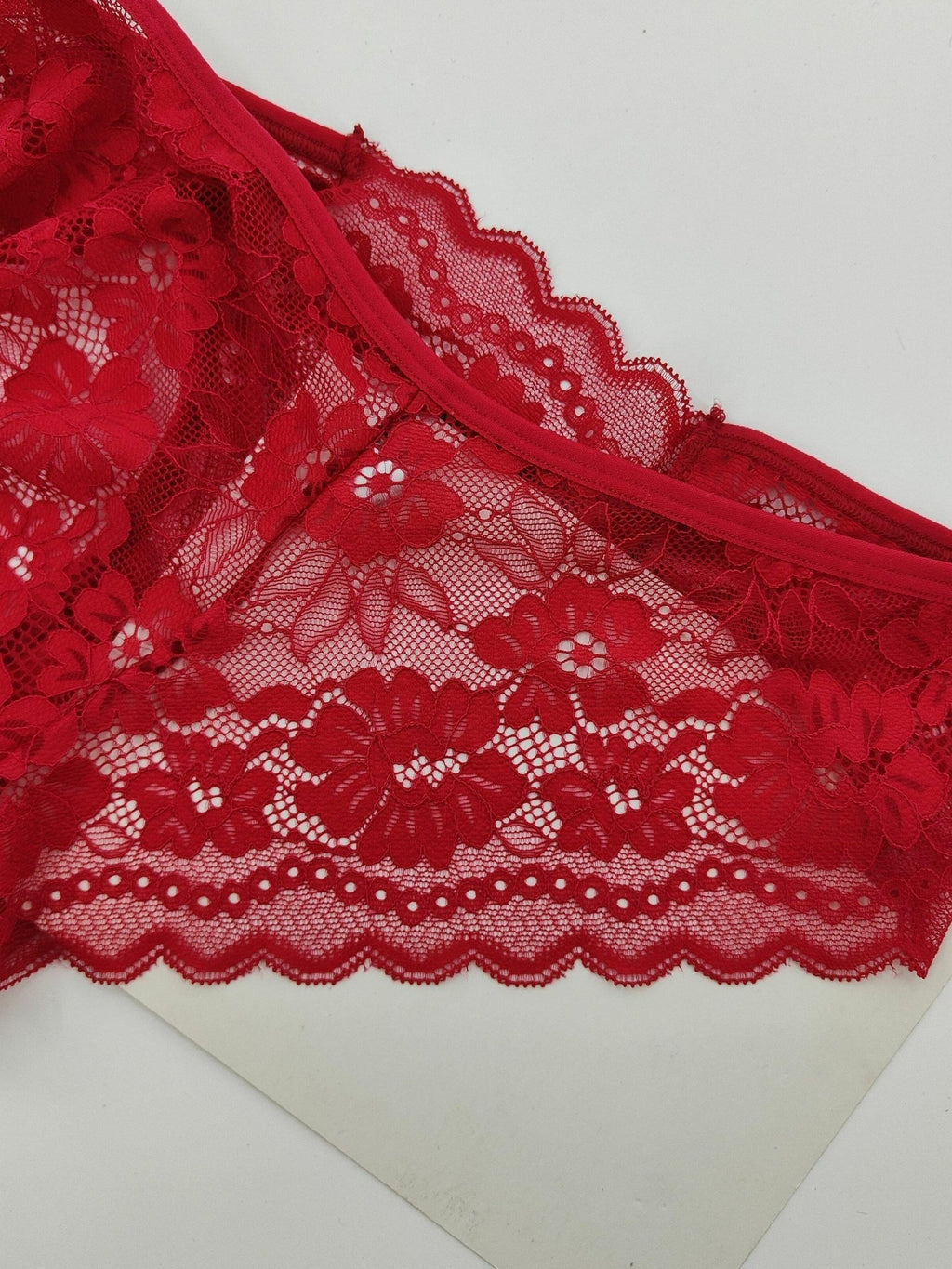 4 Pcs Women's Elegant Sheer Jacquard Lace Bikini Panties, Mid Stretch Low Waist Panties, Women's Lingerie & Underwear - VibraStore