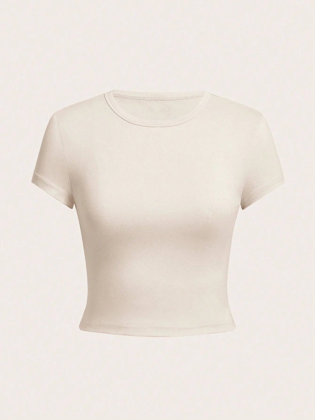 4 piezas de camiseta básica de manga corta de color sólido ajustada para mujer, top informal de verano minimalista con estilo para mujer, cuello redondo - VibraStore