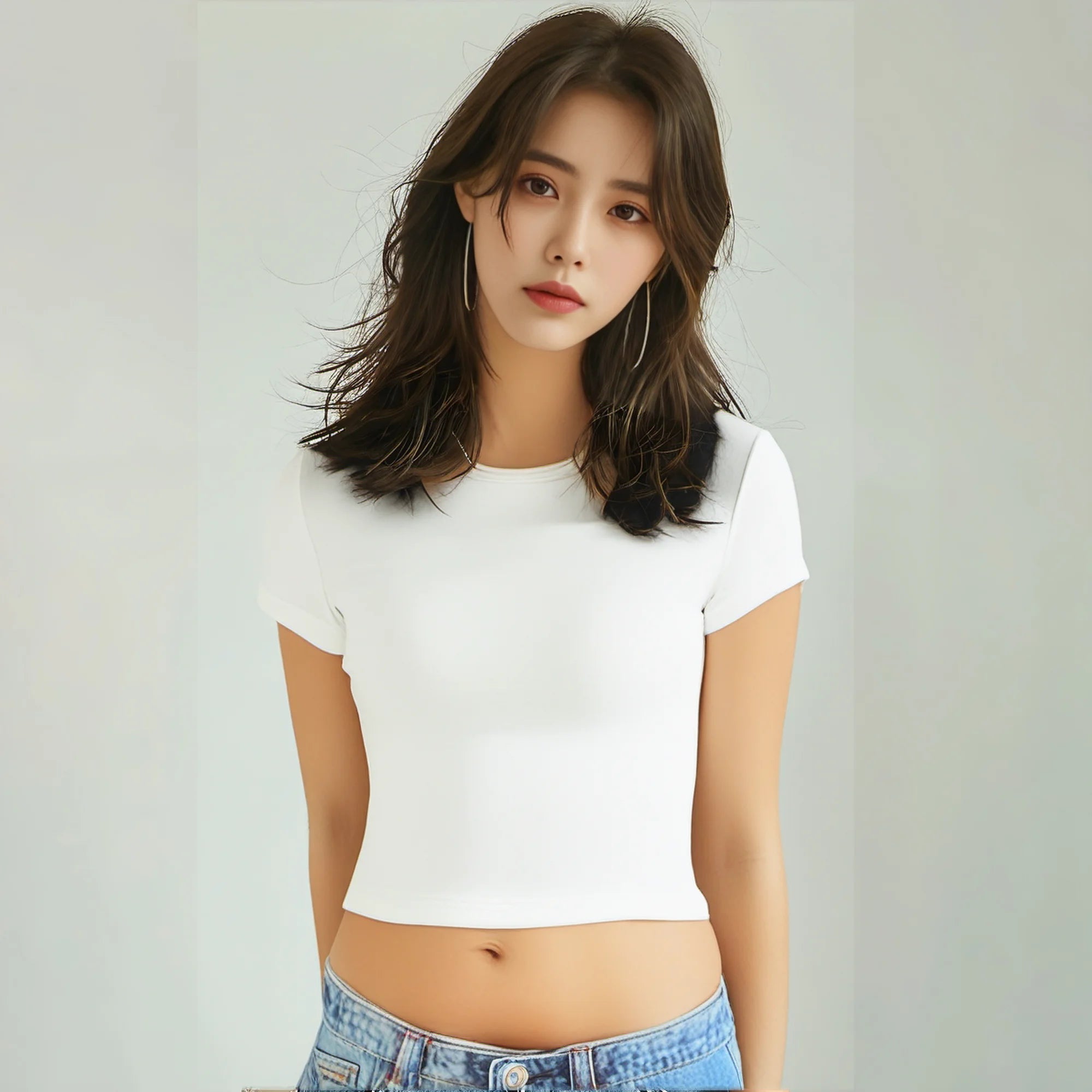 4 piezas de camiseta básica de manga corta de color sólido ajustada para mujer, top informal de verano minimalista con estilo para mujer, cuello redondo - VibraStore