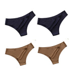 4 unids/set de bragas sin costuras, ropa interior Sexy para mujer, calzoncillos de seda helada, Tanga de cintura baja, bragas ultrafinas suaves y sólidas para mujer - VibraStore