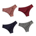 4 unids/set de bragas sin costuras, ropa interior Sexy para mujer, calzoncillos de seda helada, Tanga de cintura baja, bragas ultrafinas suaves y sólidas para mujer - VibraStore