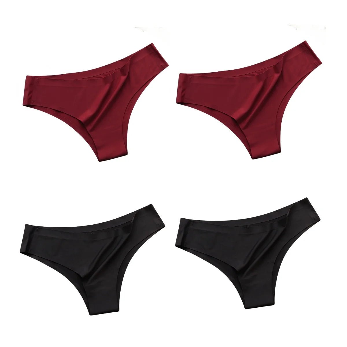 4 unids/set de bragas sin costuras, ropa interior Sexy para mujer, calzoncillos de seda helada, Tanga de cintura baja, bragas ultrafinas suaves y sólidas para mujer - VibraStore
