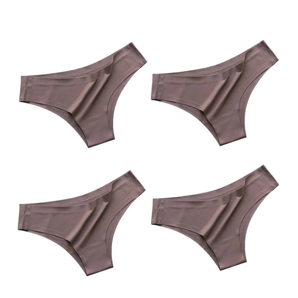 4 unids/set de bragas sin costuras, ropa interior Sexy para mujer, calzoncillos de seda helada, Tanga de cintura baja, bragas ultrafinas suaves y sólidas para mujer - VibraStore
